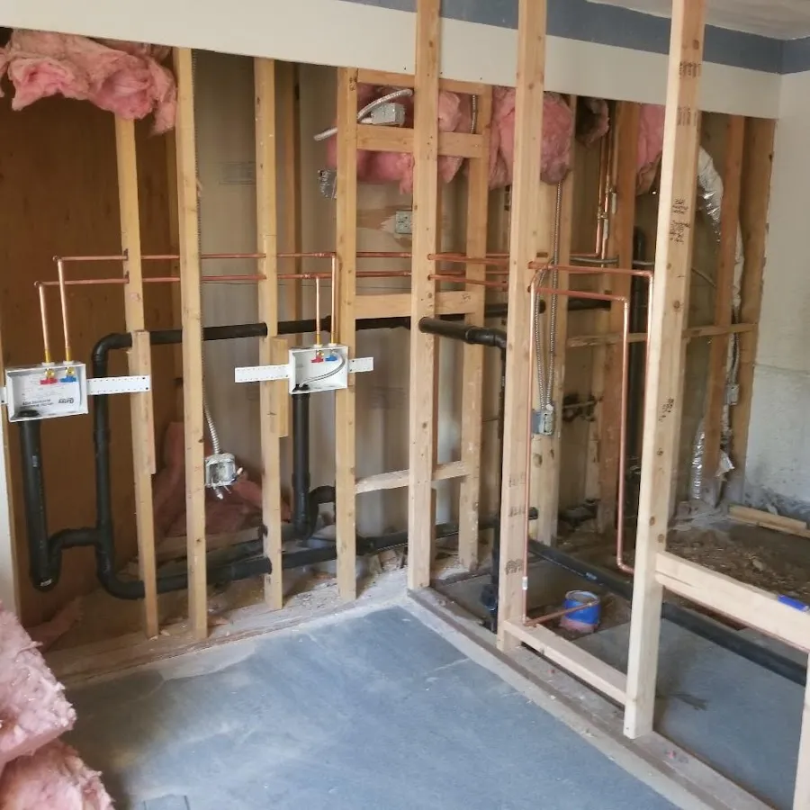 Copper pipe rough-in and plumbing installation in New Burlington